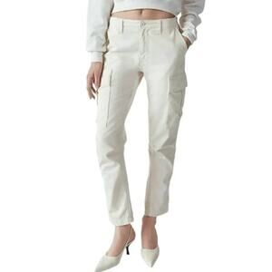 RE/DONE Originals Sz 27 Off White Cargo Pant Jeans Women's Cotton Straight Leg